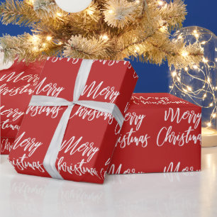 Red Merry Christmas Calligraphy Geschenkpapier