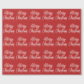Red Merry Christmas Calligraphy Geschenkpapier (Flach)