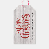 Red Merry Christmas Calligraphy Holiday Geschenkanhänger (Rückseite)