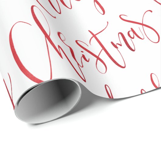 Red Merry Christmas Calligraphy Holiday Geschenkpapier (Rolleneckpunkt)