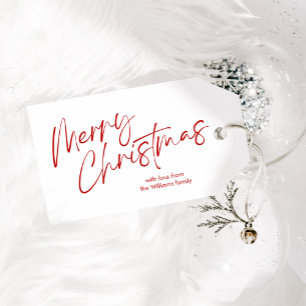 Red Merry Christmas Calligraphy Script Geschenkanhänger