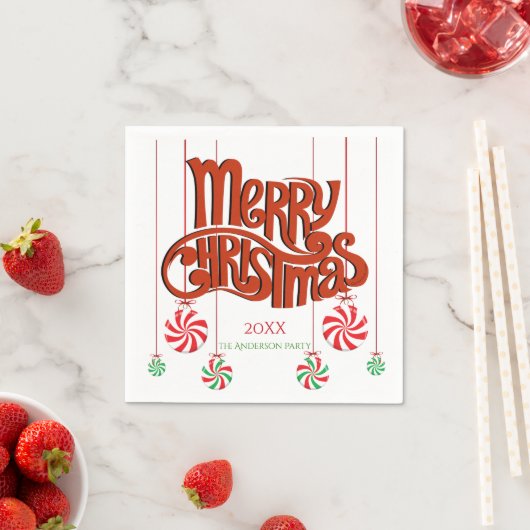 Red Merry Christmas Calligraphy Serviette (Beispiel)