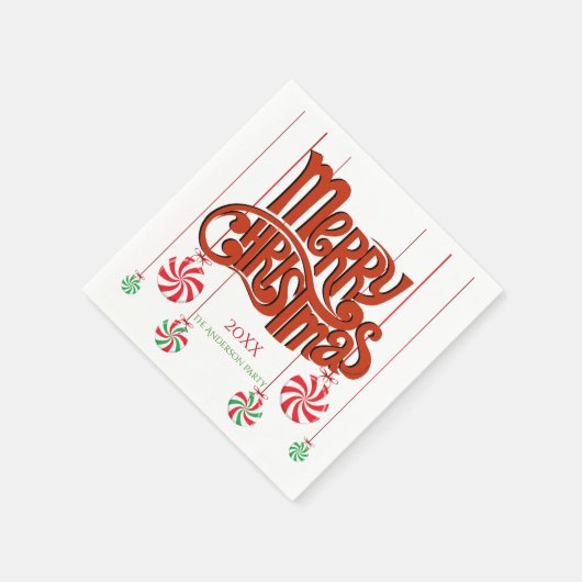 Red Merry Christmas Calligraphy Serviette (Ecke)
