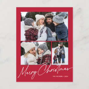 Red Merry Christmas Calligraphy Simple 3 Foto Feiertagspostkarte
