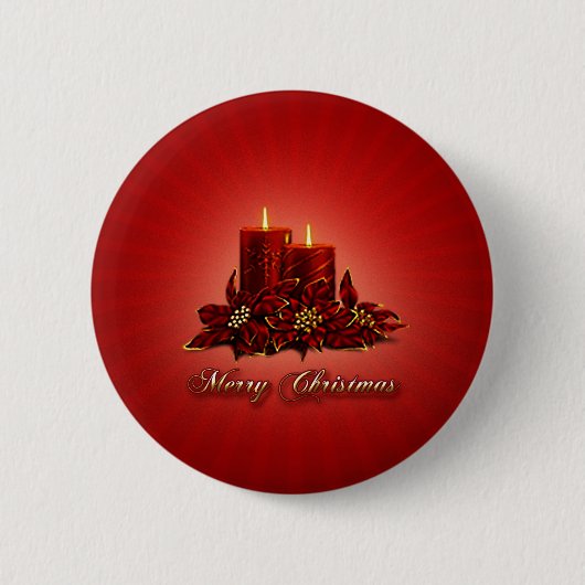 Red Merry Christmas Candle Button (Vorderseite)