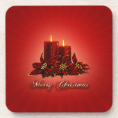 Red Merry Christmas Candle Untersetzer (Vorderseite)