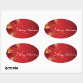 Red Merry Christmas Card Design Ovaler Aufkleber (Blatt)