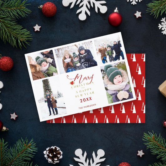 Red Merry Christmas Chic Trendy Collage 5 Fotos