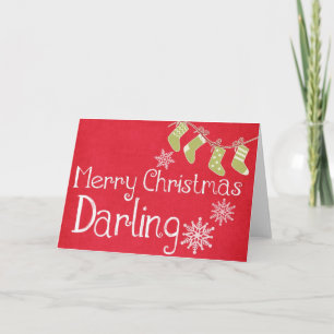 Red Merry Christmas Darling Vintag Karte