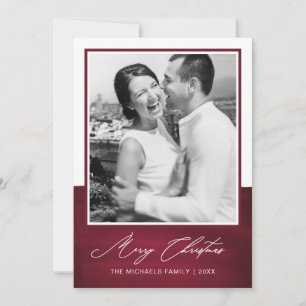 Red Merry Christmas Elegantes Calligrafy Foto Feiertagskarte