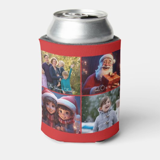 Red Merry Christmas Family Foto Dosenkühler (Kanne Rückseite)