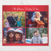 Red Merry Christmas Family Foto Schaumweinetikett (Einzelnes Label)