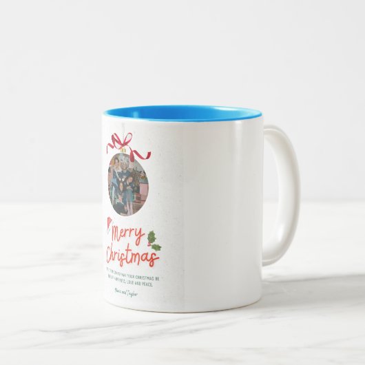 Red Merry Christmas Family Weihnachtsmannmütze Tas Zweifarbige Tasse (VorderseiteRechts)