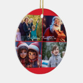 Red Merry Christmas Foto Family Keramik Ornament (Rechts)