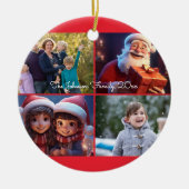 Red Merry Christmas Foto Family Keramik Ornament (Vorne)