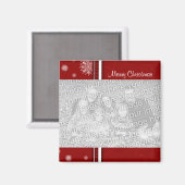 Red Merry Christmas Foto Magnet (Vorderseite/Rückseite)