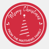 Red Merry Christmas from Individuelle Name Sticker (Vorderseite)
