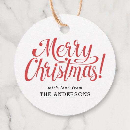 Red Merry Christmas Geschenk Tag Geschenkanhänger (Rückseite)