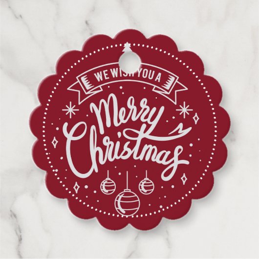 Red Merry Christmas Geschenk Tag Geschenkanhänger (Vorderseite)