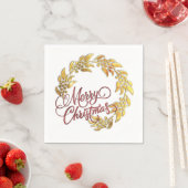 Red Merry Christmas Gold Wreath Serviette (Beispiel)