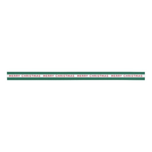 Red Merry Christmas Green White Striped Festive Ripsband (Vorderseite)
