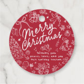 Red Merry Christmas Hand Gezeichnet Geschenkanhänger (Rückseite)