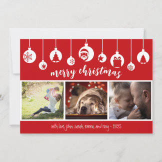 Red Merry Christmas Hanging Ornament Photo Feiertagskarte