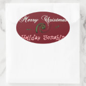 Red Merry Christmas Holiday Sunshine Wishings.png Ovaler Aufkleber (Tasche)