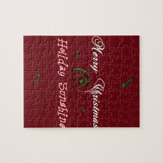 Red Merry Christmas Holiday Sunshine Wishings.png Puzzle (Horizontal)