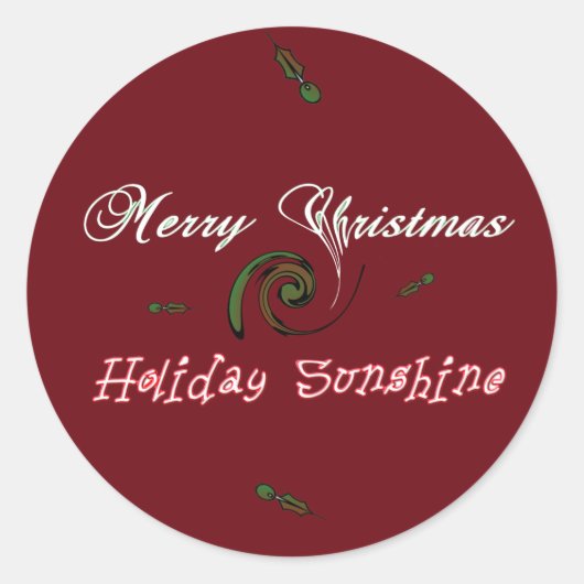 Red Merry Christmas Holiday Sunshine Wishings.png Runder Aufkleber (Vorderseite)