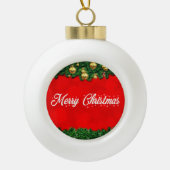 Red Merry Christmas Keramik Ball Ornament (Vorderseite)