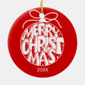Red Merry Christmas Keramik Ornament (Hinten)