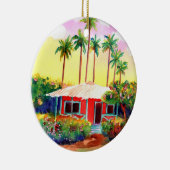 Red Merry Christmas Mele Kalikimaka Hütte Keramik Ornament (Rechts)