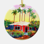 Red Merry Christmas Mele Kalikimaka Hütte Keramik Ornament (Vorne)