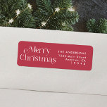 Red Merry Christmas Moderne Art<br><div class="desc">Diese fröhlichen Weihnachten Moderne Rücksendeadressen-Aufkleber bieten ein zeitgenössisches und elegantes Design. Auf den Etiketten steht ein skurriler,  moderner Schriftart,  der "Frohe Weihnachten" lautet. Ändern Sie die Hintergrundfarbe,  um sich mit Ihren Karten oder Umschlägen abzustimmen.</div>