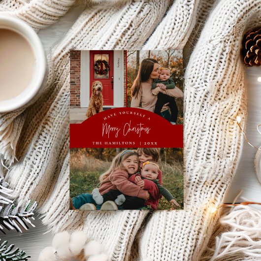 Red Merry Christmas Moderne Minimalistische Karte