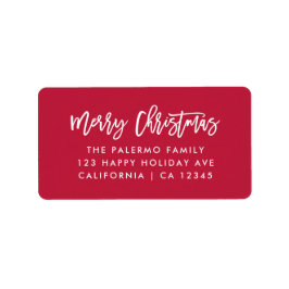 Red Merry Christmas Moderne Typografie Adressaufkleber
