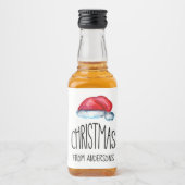 Red Merry Christmas Niedliche Weihnachtsmannmütze Alkoholflaschenetikett (Vorderseite)