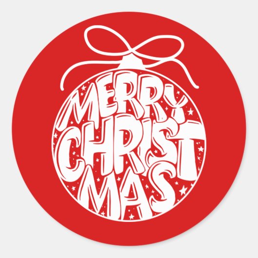 Red Merry Christmas Ornament Holiday Runder Aufkleber (Vorderseite)
