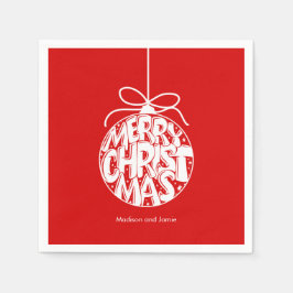 Red Merry Christmas Ornament Holiday Serviette