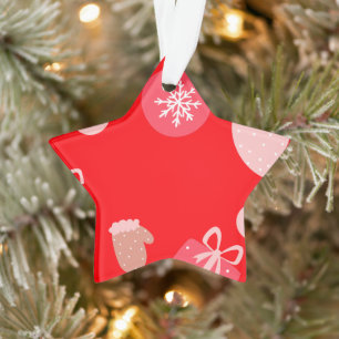 Red Merry Christmas Ornaments Snowflakes Handschuh Ornament