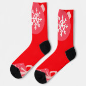 Red Merry Christmas Ornaments Snowflakes Handschuh Socken (Linkes Detail)