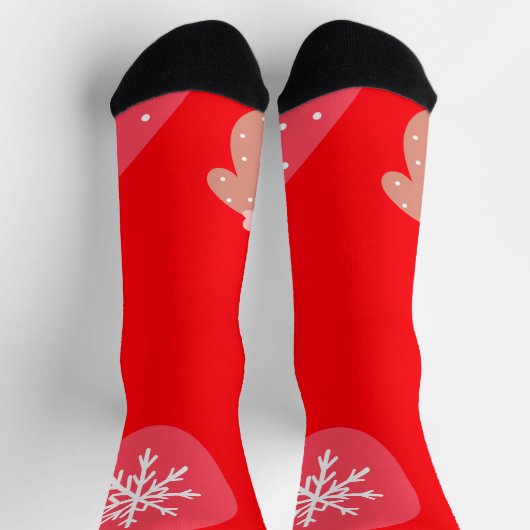 Red Merry Christmas Ornaments Snowflakes Handschuh Socken (Oben)