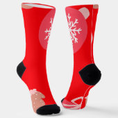 Red Merry Christmas Ornaments Snowflakes Handschuh Socken (Gewinkelt)