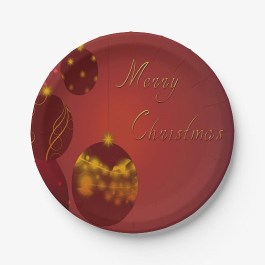 Red Merry Christmas Pappteller (Vorderseite)