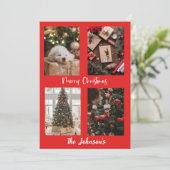 Red Merry Christmas Personalisierte Weihnachtskart Einladung (Stehend Vorderseite)