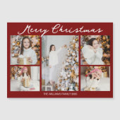 Red Merry Christmas Photo Collage 2025 Magnet Card (Vorderseite)