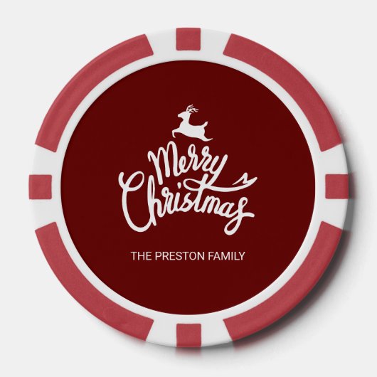 Red Merry Christmas Poker Chips (Vorderseite)