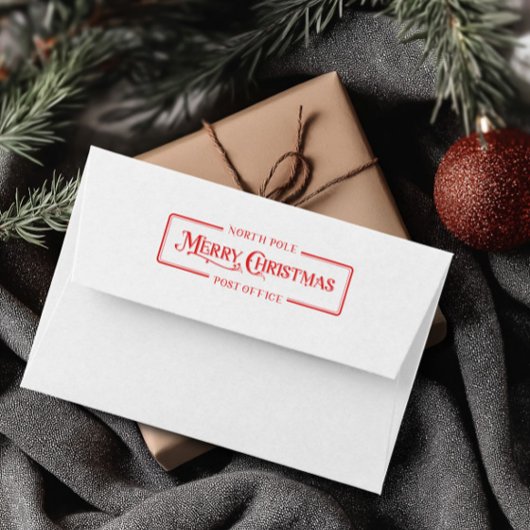 Red Merry Christmas Post Office Permastempel