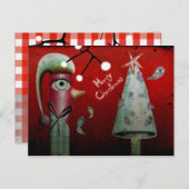 Red Merry Christmas Postcard Feiertagspostkarte (Vorne/Hinten)